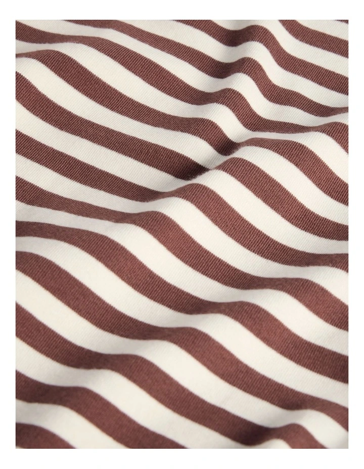 Teen Australian Cotton Blend Short Sleeve Oversized Stripe T-shirt in Pecan Stripe image 6