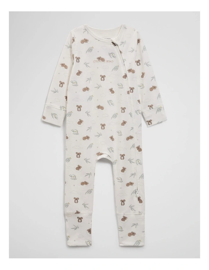 Organically Grown Cotton Jersey Print Jumpsuit in Sleepy Koala Prnt image 1