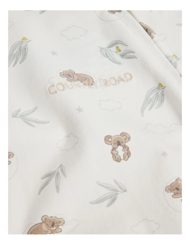 Organically Grown Cotton Jersey Print Jumpsuit in Sleepy Koala Prnt image 2