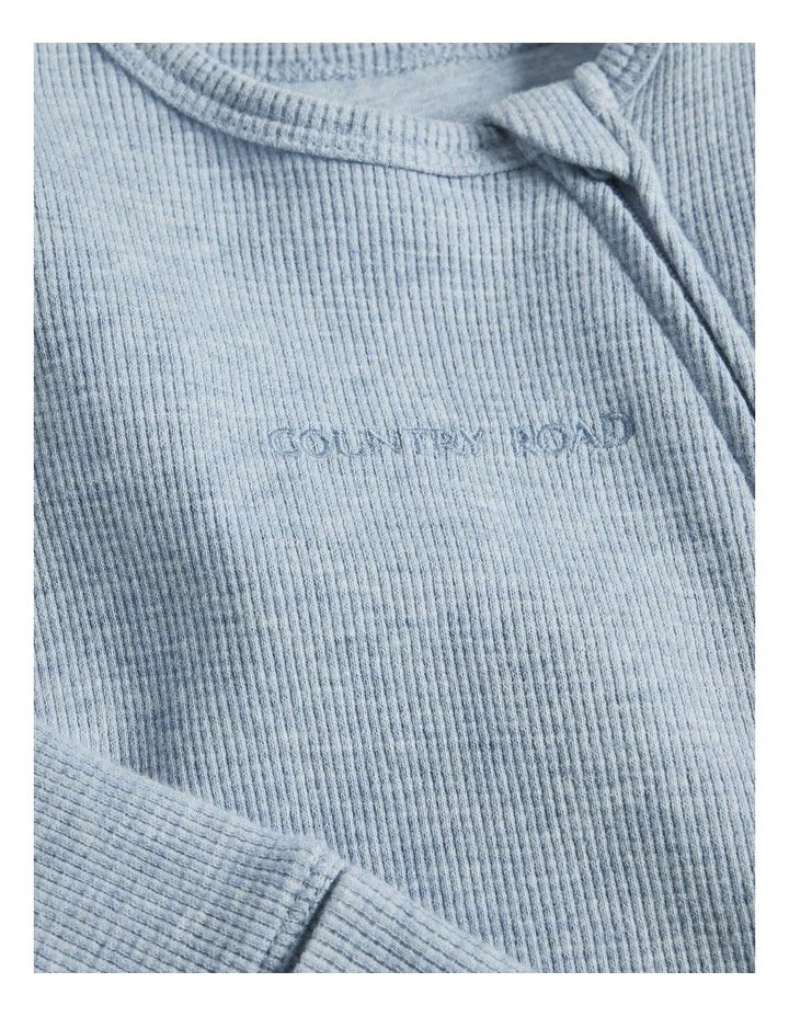 Organically Grown Cotton Waffle Jumpsuit in Mid Blue Marle image 5