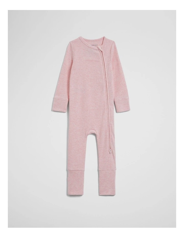 Organically Grown Cotton Waffle Jumpsuit in Mineral Pink Marle image 2