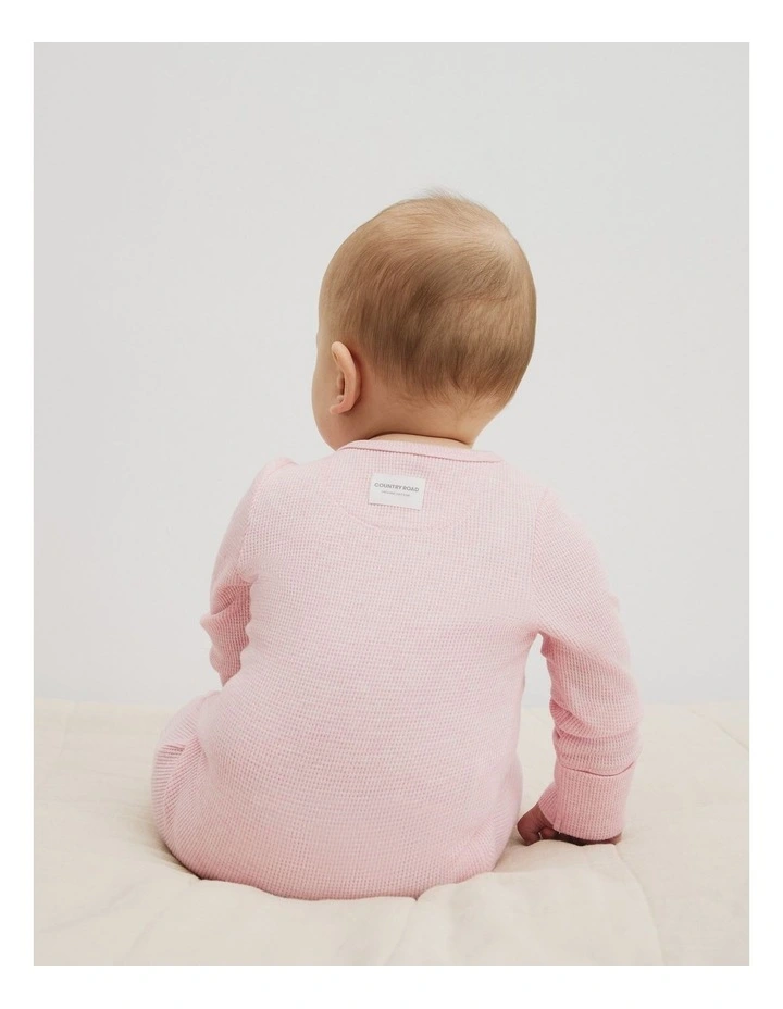 Organically Grown Cotton Waffle Jumpsuit in Mineral Pink Marle image 4