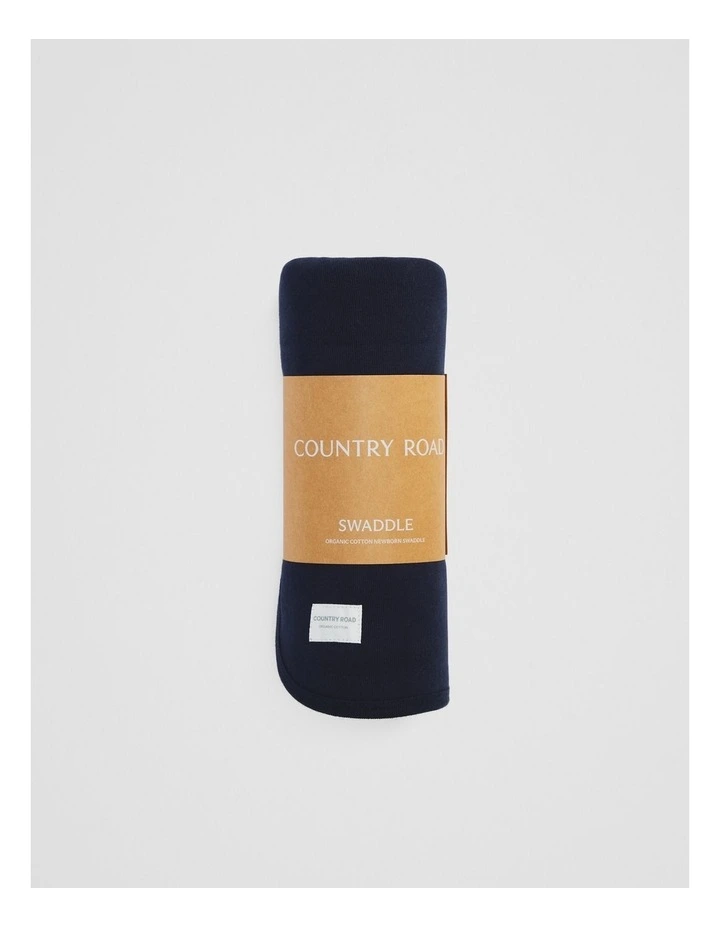 Organically Grown Cotton Swaddle in Navy image 3