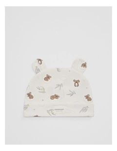 Organically Grown Cotton Jersey Beanie in Sleepy Koala Prnt
