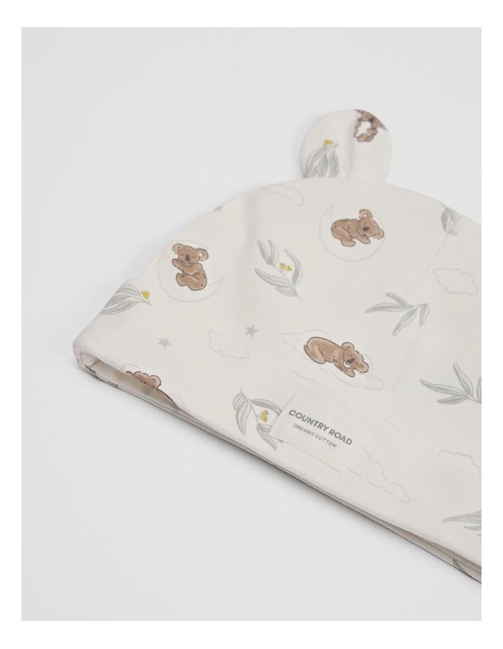 Organically Grown Cotton Jersey Beanie in Sleepy Koala Prnt image 2