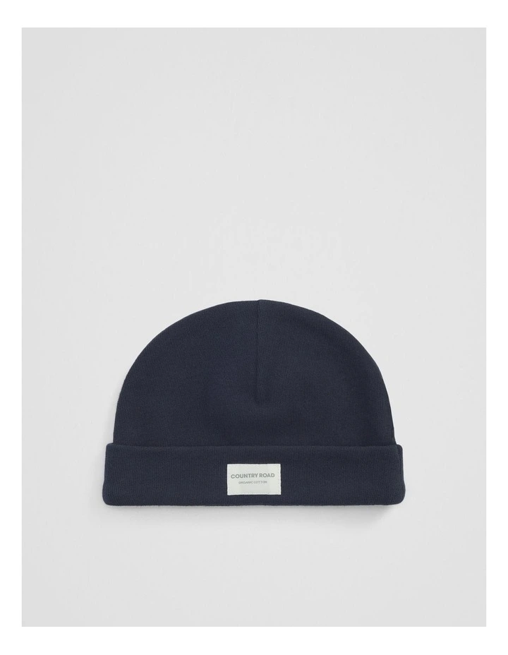 Organically Grown Cotton Beanie in Navy image 1