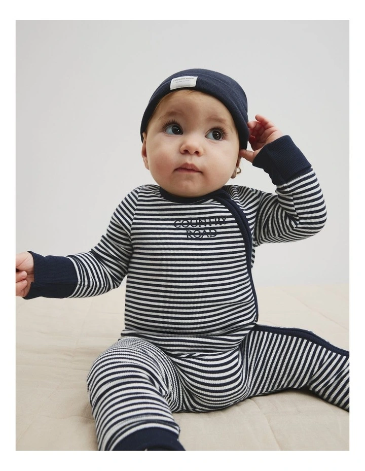 Organically Grown Cotton Beanie in Navy image 2