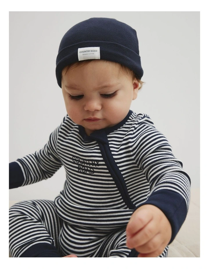Organically Grown Cotton Beanie in Navy image 4