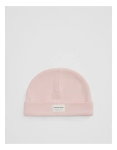 Organically Grown Cotton Beanie in Mineral Pink