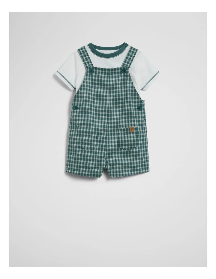 Woven Overall Set in Pine Check image 2