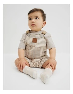 Organically Grown Cotton Railroad Overall in Latte