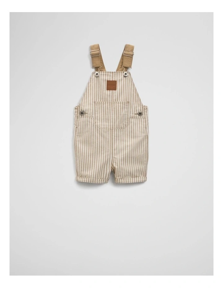 Organically Grown Cotton Railroad Overall in Latte image 2