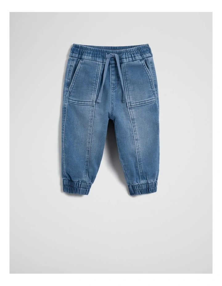 Denim Jogger in Light Blue Wash image 1