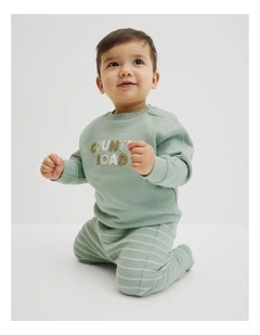 Textured Pull On Pant in Saltbush Stripe