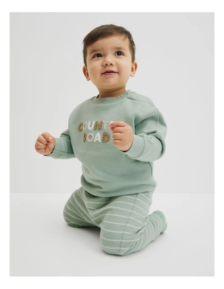 Textured Pull On Pant in Saltbush Stripe image 1