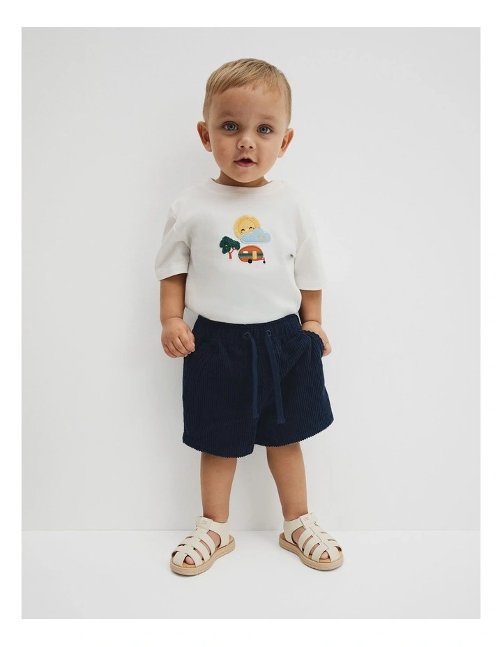 Organically Grown Cotton Pull On Cord Straight Short in Navy image 1