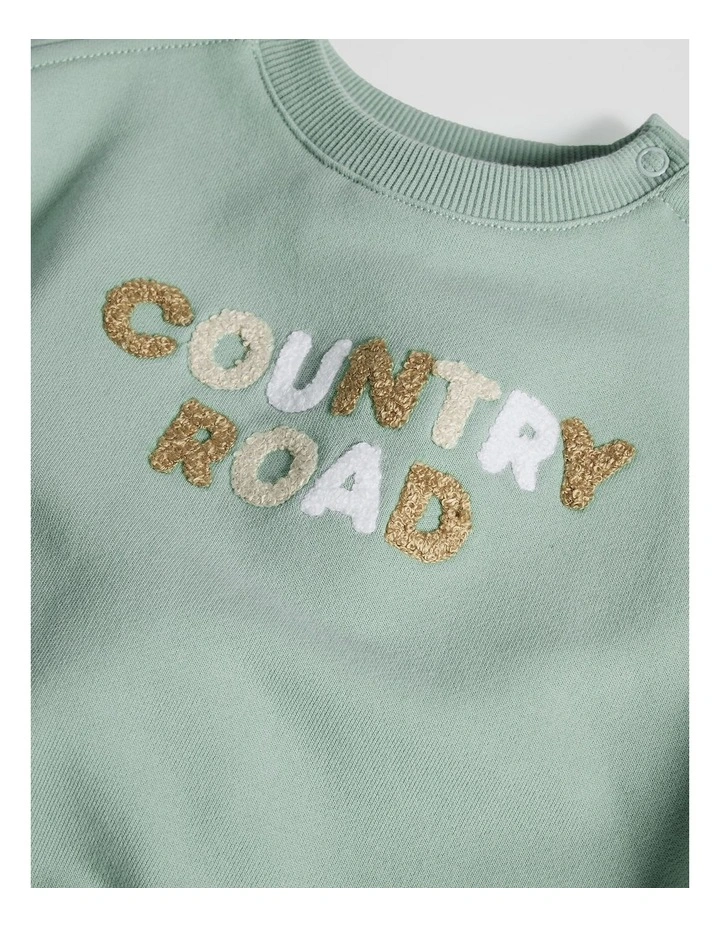 Australian Cotton Contrast Boucle Sweat in Saltbush image 4
