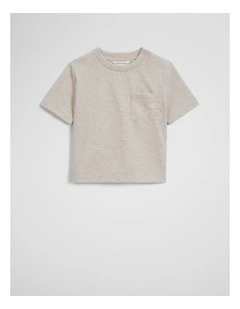 Australian Cotton Relaxed Short Sleeve Pocket T-shirt in Pebble Marle