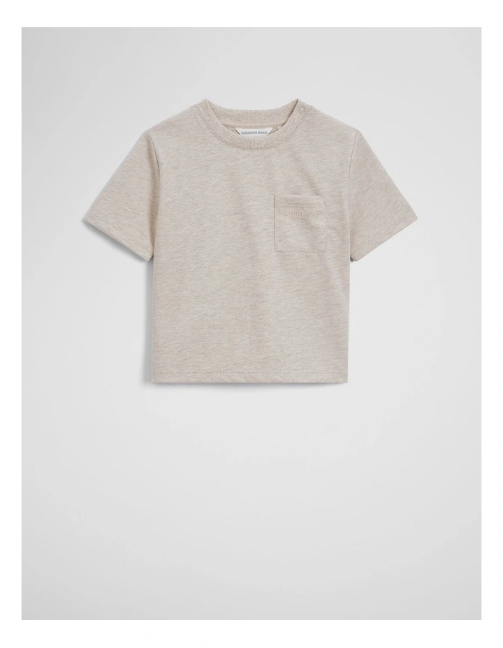 Australian Cotton Relaxed Short Sleeve Pocket T-shirt in Pebble Marle image 1