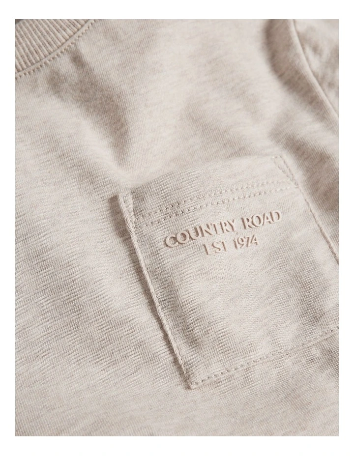 Australian Cotton Relaxed Short Sleeve Pocket T-shirt in Pebble Marle image 2