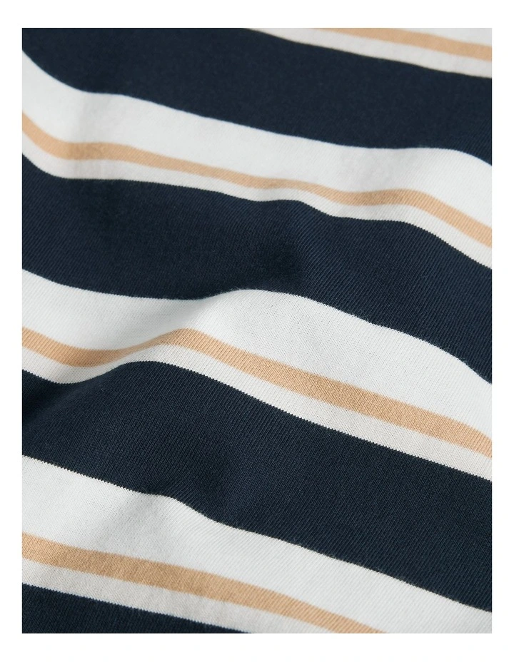 Australian Cotton Oversized Stripe Short Sleeve T-shirt in Navy Honey Strp image 5
