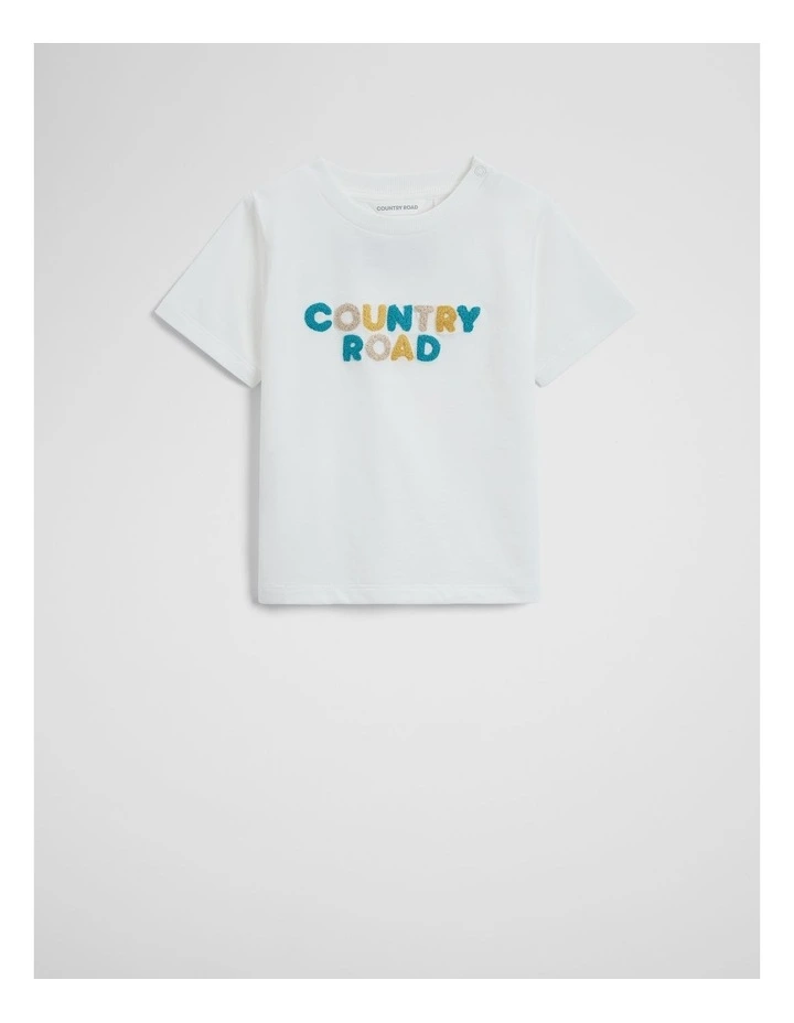 Australian Cotton Short Sleeve Boucle Tee in Marshmallow image 1