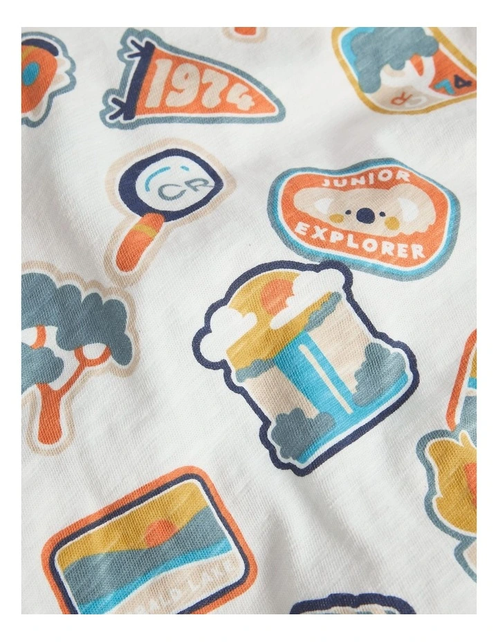 Organically Grown Cotton Adventure Stamp Tee in Marshmallow image 2