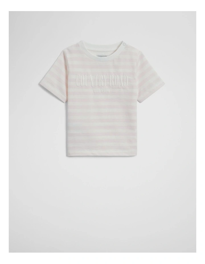Australian Cotton Short Sleeve Heritage Tee in Ballet Pink Stripe image 1