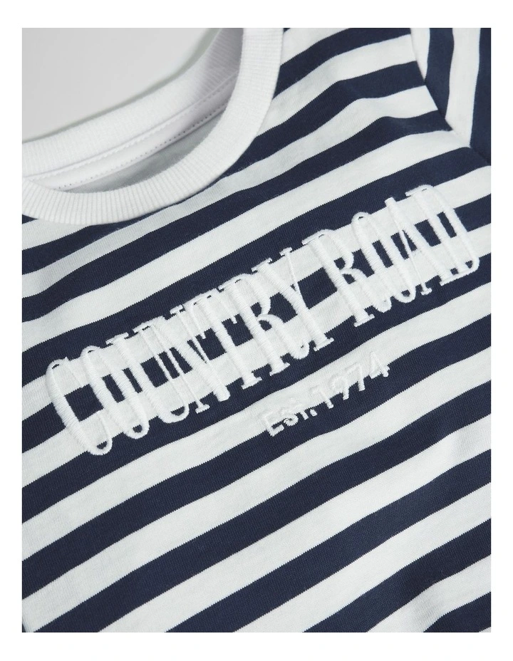 Australian Cotton Short Sleeve Heritage Tee in Navy Stripe image 2