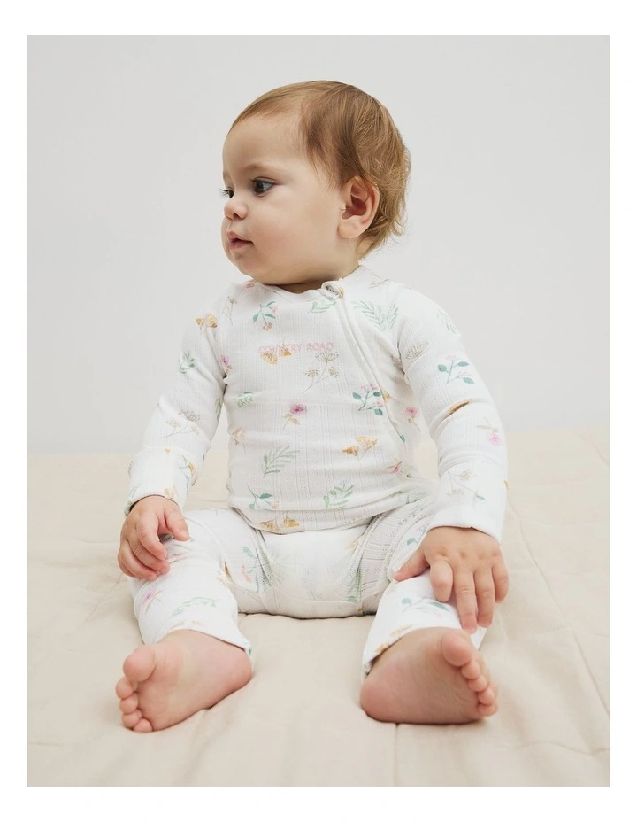 Organically Grown Cotton Blend Pointelle Jumpsuit in Soft Botanical Prnt image 1