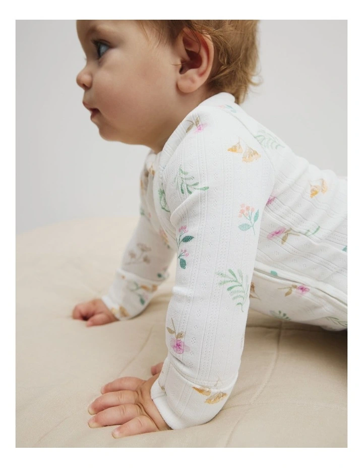 Organically Grown Cotton Blend Pointelle Jumpsuit in Soft Botanical Prnt image 3