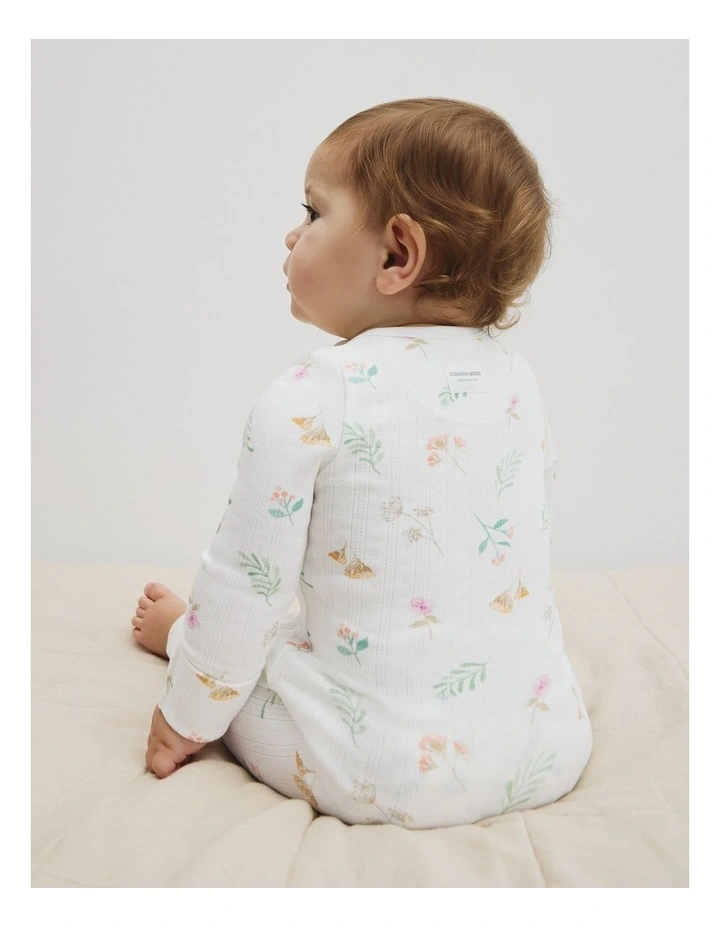 Organically Grown Cotton Blend Pointelle Jumpsuit in Soft Botanical Prnt image 4