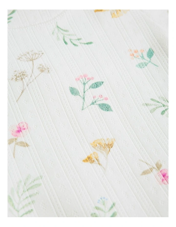 Organically Grown Cotton Blend Pointelle Jumpsuit in Soft Botanical Prnt image 5
