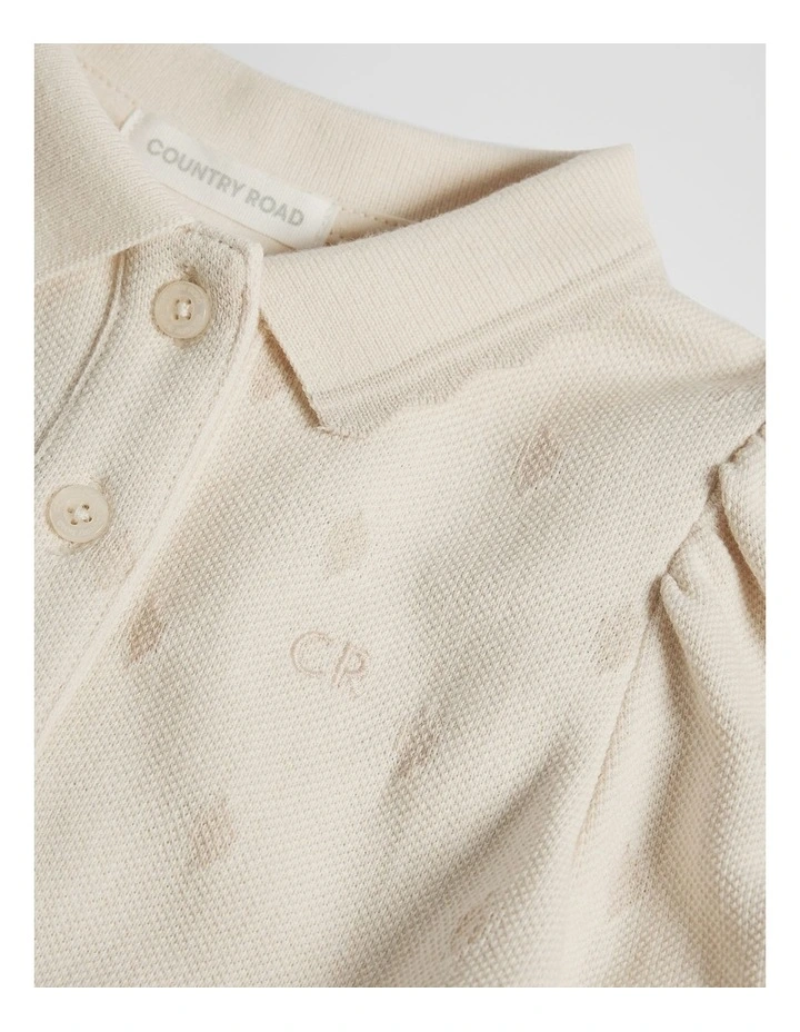 Australian Cotton Short Sleeve Jacquard Romper Dress in Natural image 6