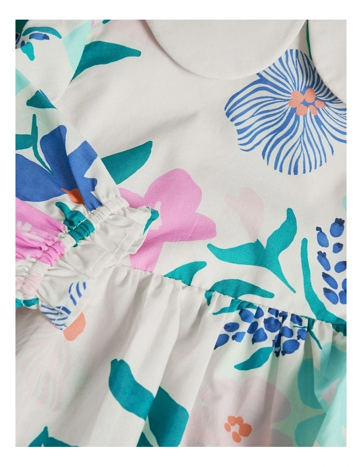 Long Sleeve Collar Romper Dress in Light Floral Print image 2