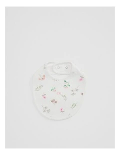 Organically Grown Cotton Blend Pointelle Bib in Soft Botanical Prnt