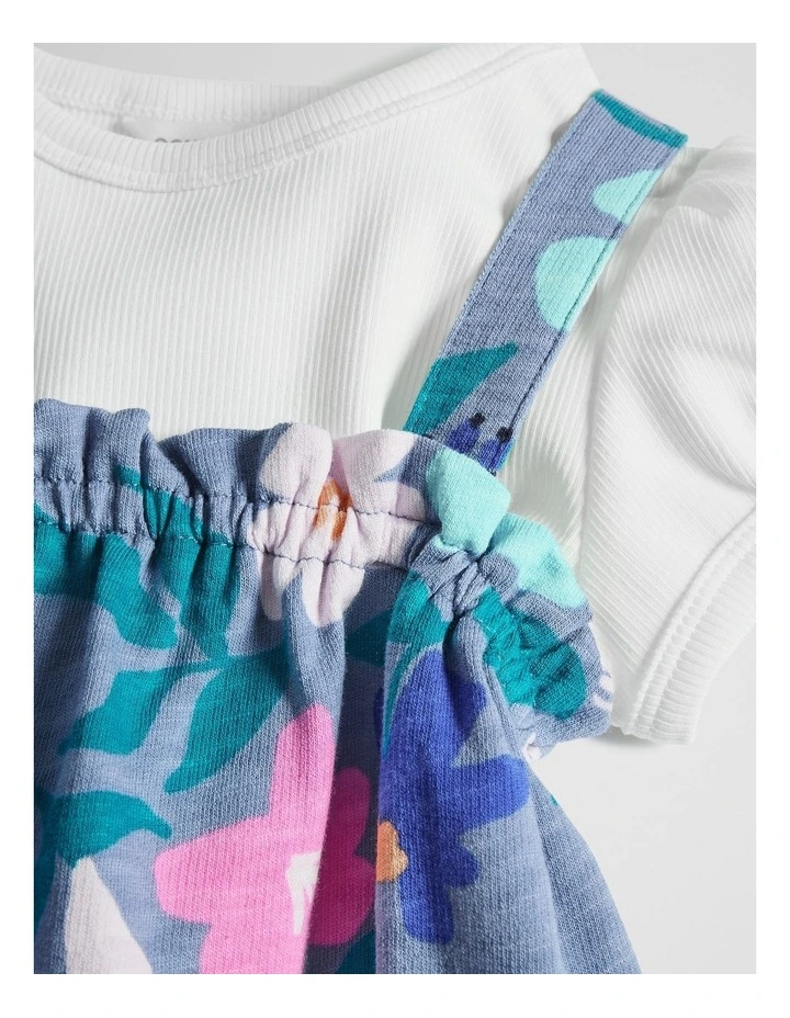 Organically Grown Cotton Short Sleeve Print Overall Set in Dark Floral Print image 5