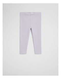 Organically Grown Cotton Blend Solid Rib Legging in Lavender Fog