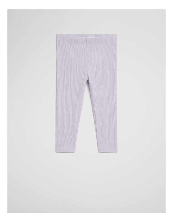 Organically Grown Cotton Blend Solid Rib Legging in Lavender Fog image 1