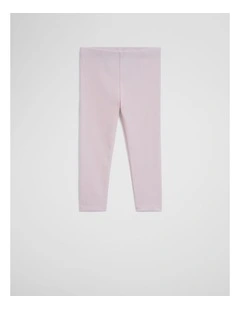 Organically Grown Cotton Blend Solid Rib Legging in Ballet Pink