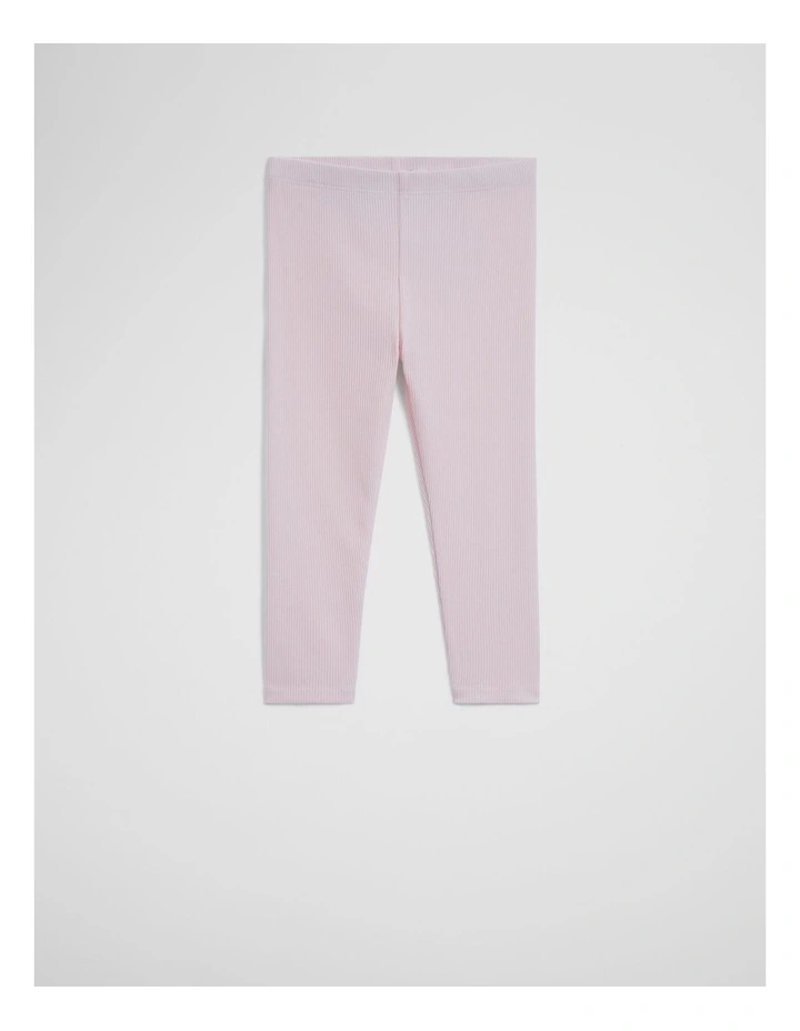 Organically Grown Cotton Blend Solid Rib Legging in Ballet Pink image 1