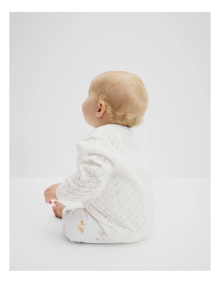 Organically Grown Cotton Blend Pointelle Pull On Pant in Soft Botanical Prnt image 4