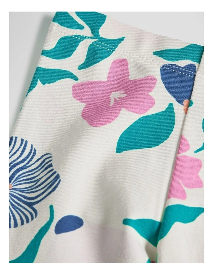 Organically Grown Cotton Blend Printed Legging in Light Floral Print image 2