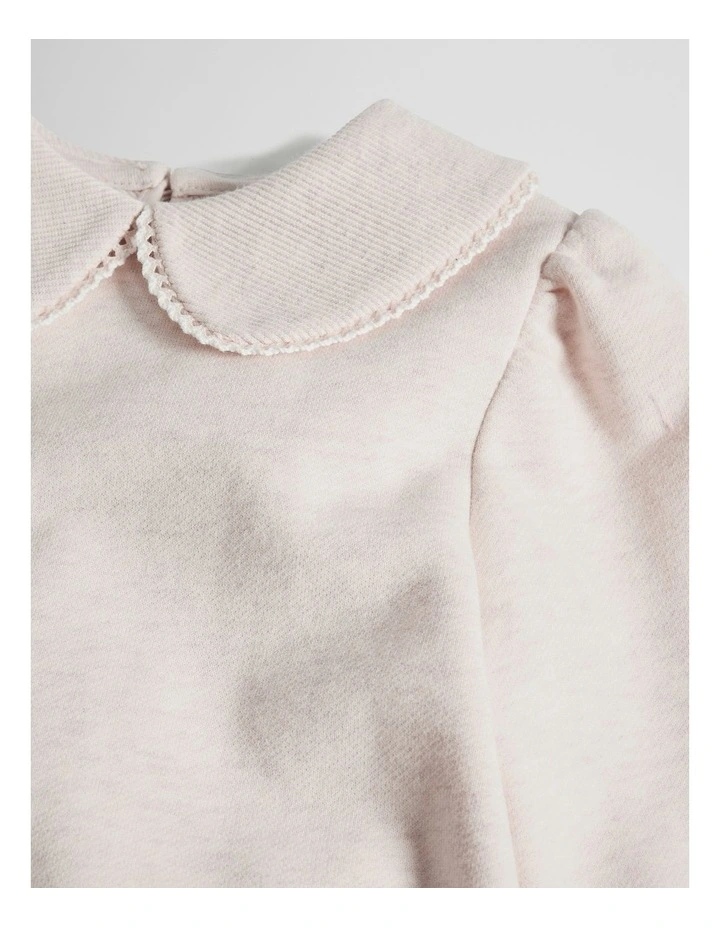 Australian Cotton Collar Sweat in Flax Marle image 2