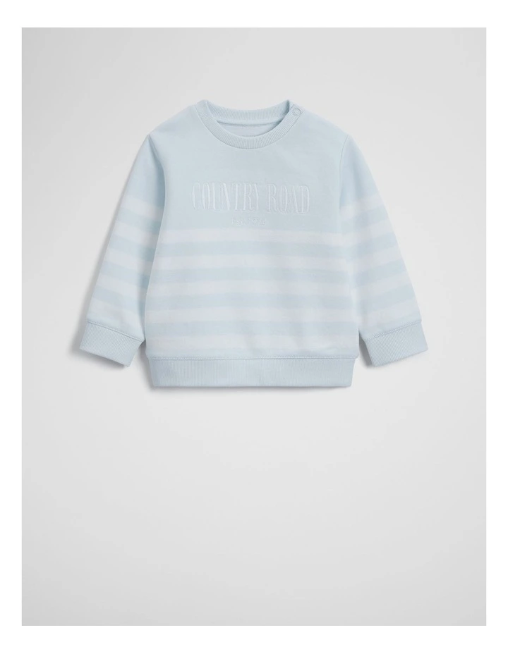 Australian Cotton Relaxed Heritage Sweat in Pale Blue Stripe image 1