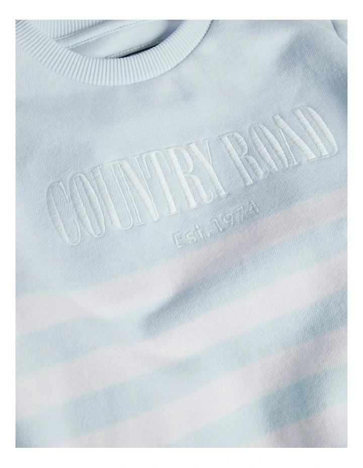 Australian Cotton Relaxed Heritage Sweat in Pale Blue Stripe image 2