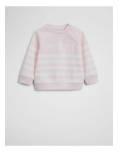 Australian Cotton Relaxed Heritage Sweat in Ballet Pink Stripe