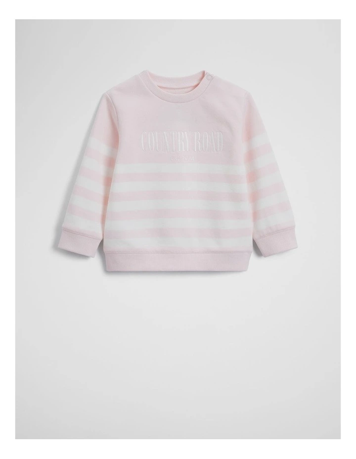 Australian Cotton Relaxed Heritage Sweat in Ballet Pink Stripe image 1