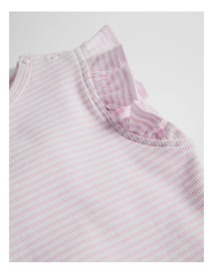 Australian Cotton Blend Short Sleeve Stripe Rib T-shirt in Cloud Pink Stripe image 6