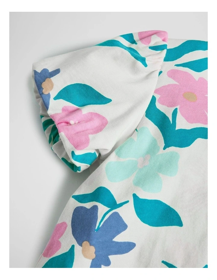 Australian Cotton Short Sleeve Yardage Print T-shirt in Light Floral Print image 2